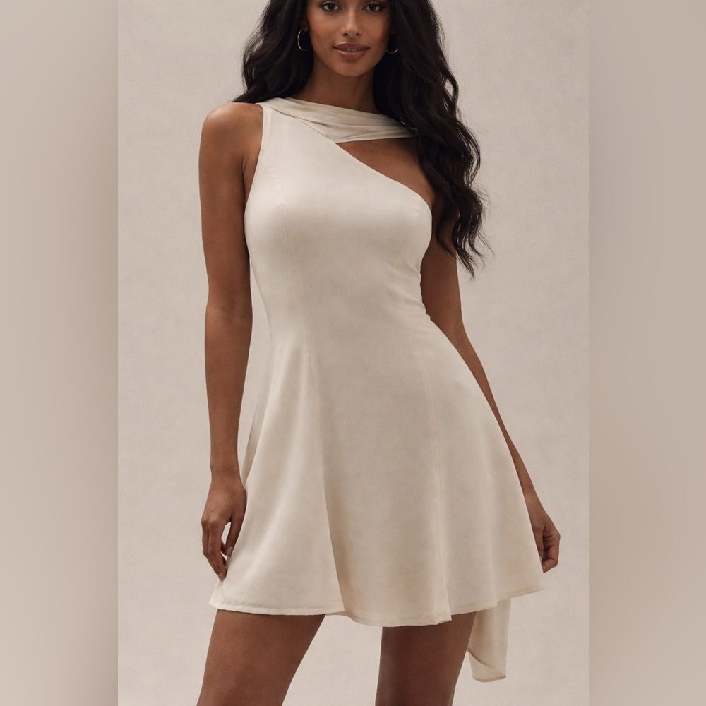 Reformation Rossi Asymmetrical Back Sash Mini Dress in Ivory White Event Size 4